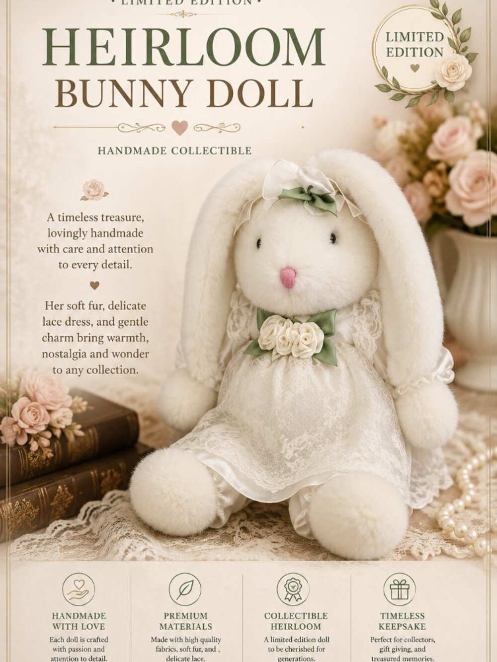 White Bunny Rabbit Dressed Stuffed Animal Plush Toy White Dress Vintage 20 Inch